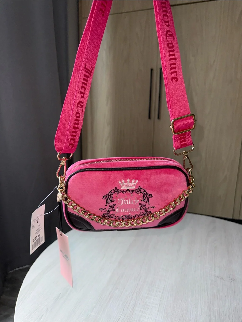 Juicy Couture Pink Velvet Crossbody Bag and Wallet set - Picture 6 of 7